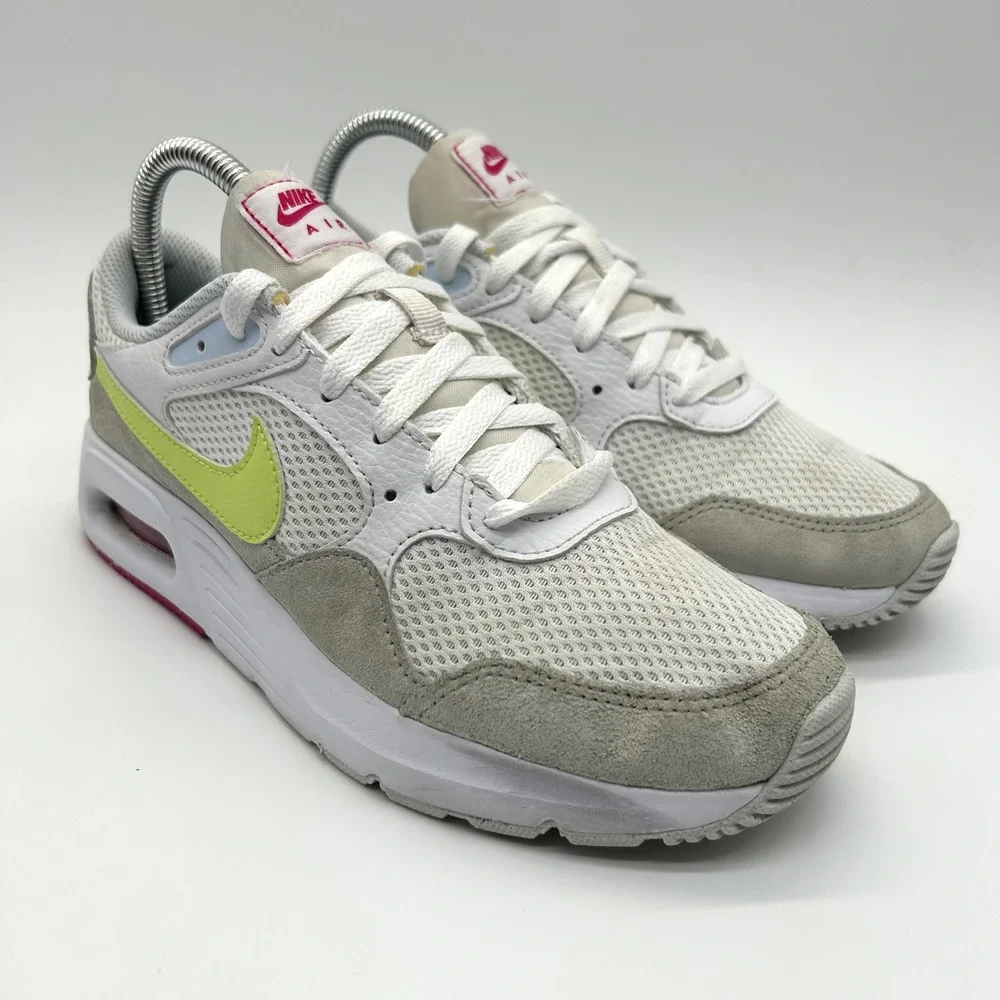 Nike Air Max SC Shoes Womens 7 White Lemon Mesh Suede Athletic Sneakers
